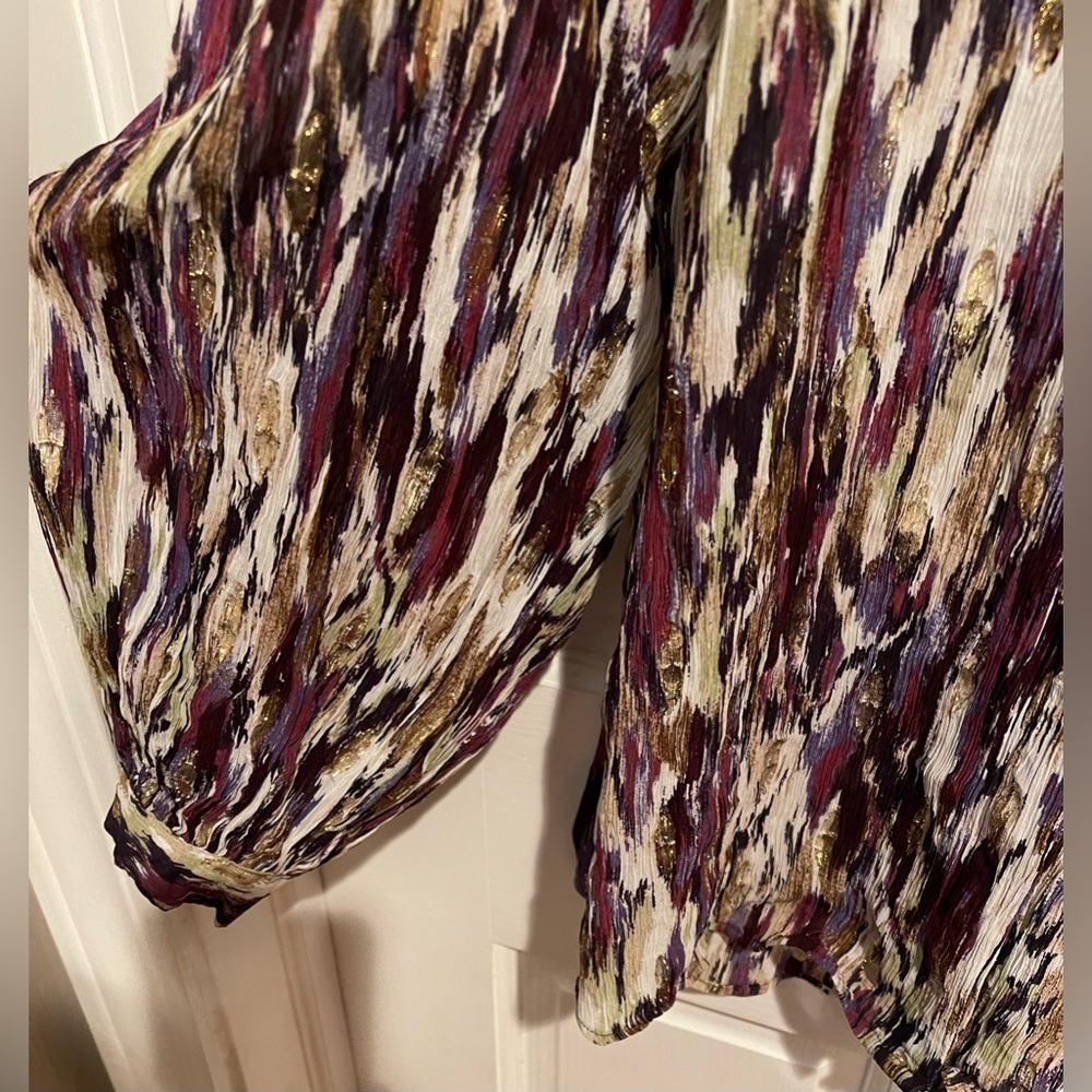 Chico's Artistic Purple and Gold Blouse 8 - Picture 3 of 7